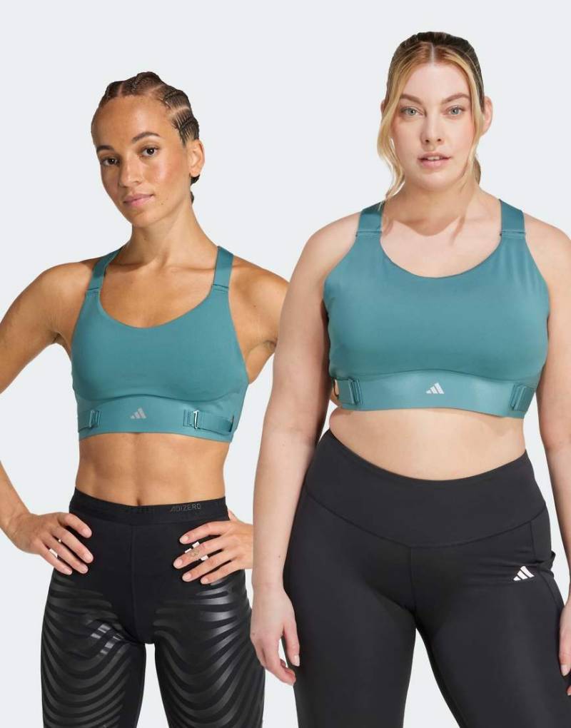 adidas Performance - Fastimpact Luxe Run - Sport-BH in Preloved Teal / Preloved Teal mit hoher Stützfunktion-Blau von adidas performance