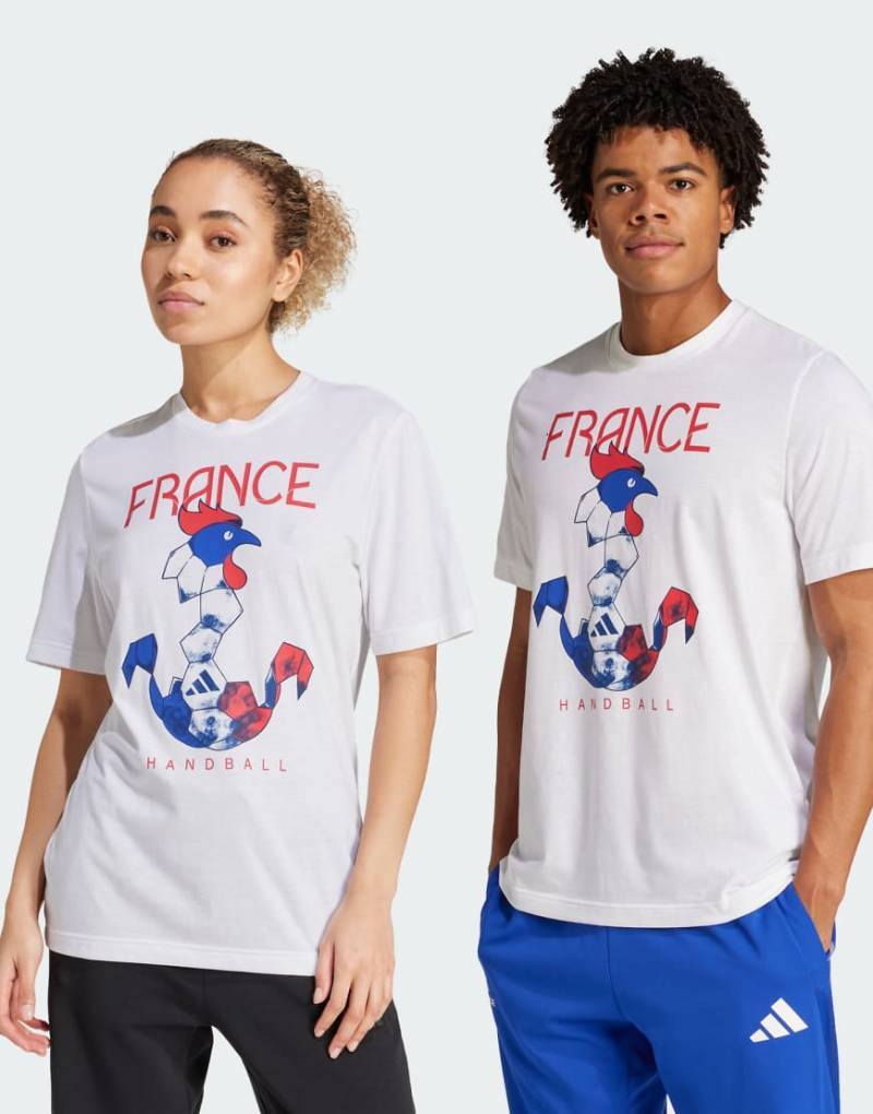 adidas Performance - Frankreich - Handball - Climacool - T-Shirt in Weiß mit Grafik von adidas performance
