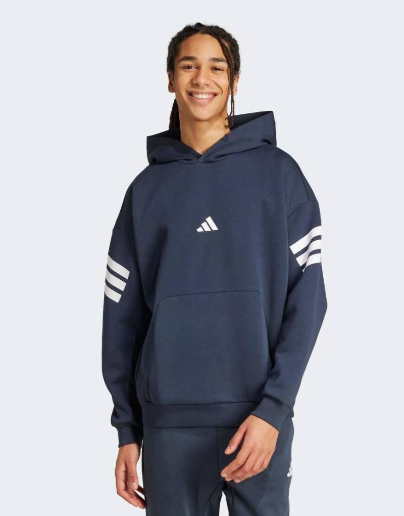 adidas Performance - Future Icons - Kapuzenpullover in Aurora Ink mit 3 Streifen-Marineblau von adidas performance