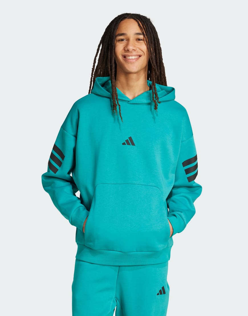 adidas Performance - Future Icons - Kapuzenpullover in Pure Teal mit den 3 Streifen-Blau adidas Performance - Future Icons - Kapuzenpullover in Pure Teal mit den 3 Streifen-Blau von adidas performance