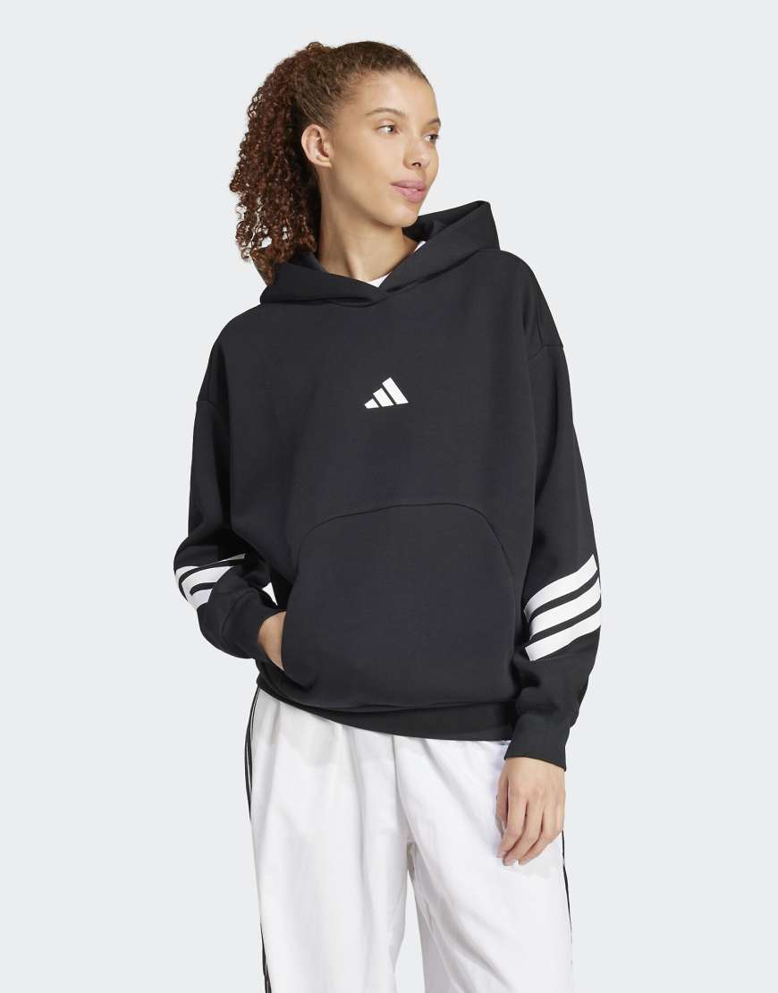adidas Performance - Future Icons - Kapuzenpullover in Schwarz mit 3-Streifen-Design von adidas performance