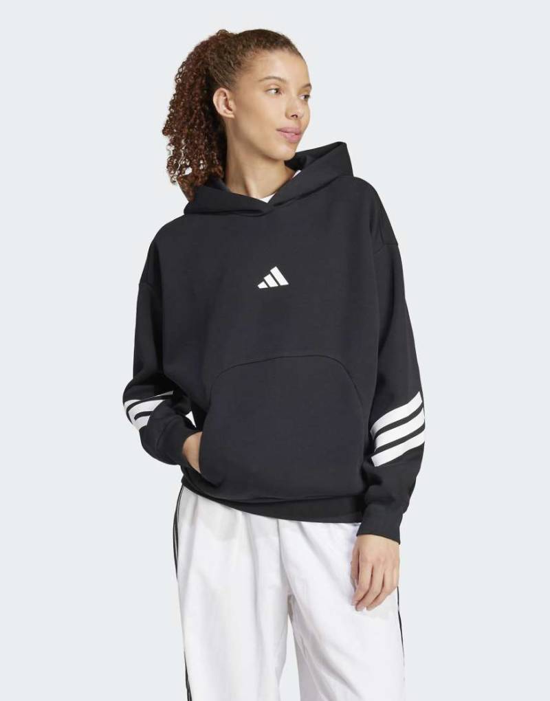 adidas Performance - Future Icons - Kapuzenpullover in Schwarz mit 3-Streifen-Design von adidas performance
