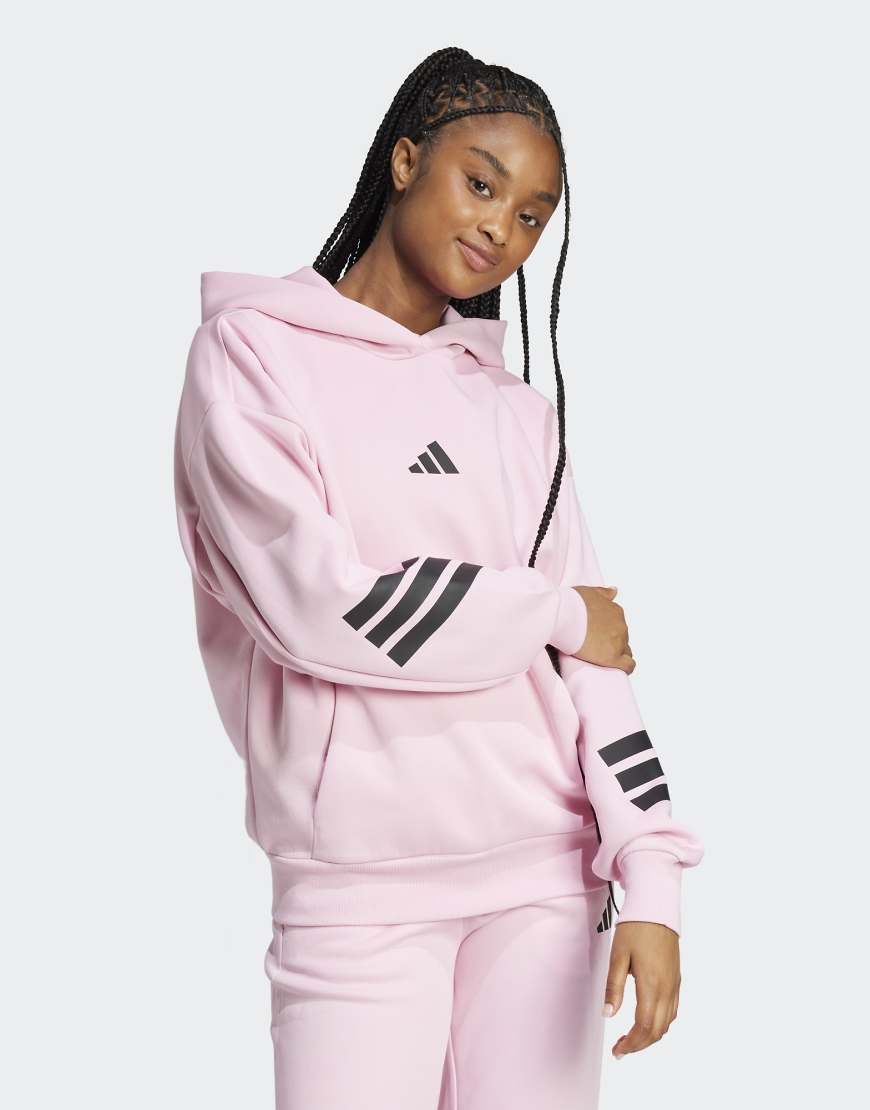 adidas Performance - Future Icons - Kapuzenpullover in True Pink mit den 3 Streifen-Rosa von adidas performance