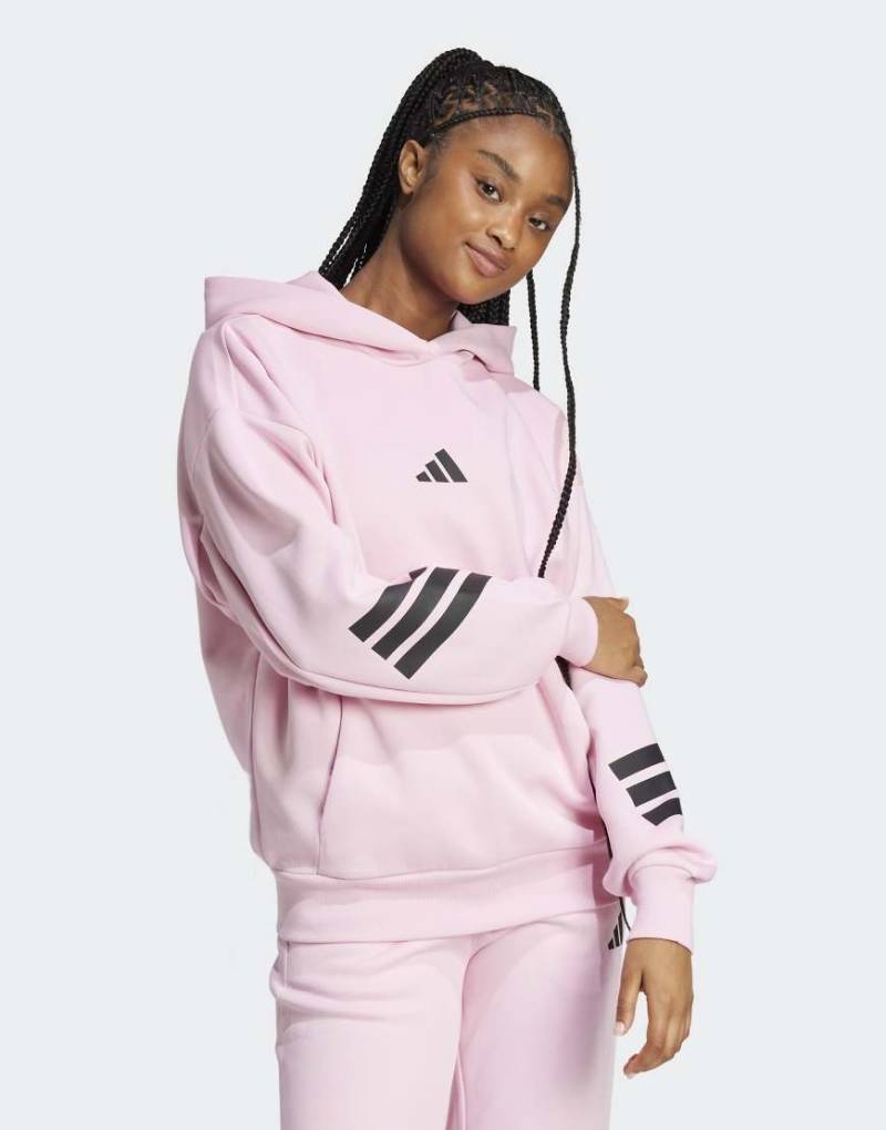 adidas Performance - Future Icons - Kapuzenpullover in True Pink mit den 3 Streifen-Rosa von adidas performance