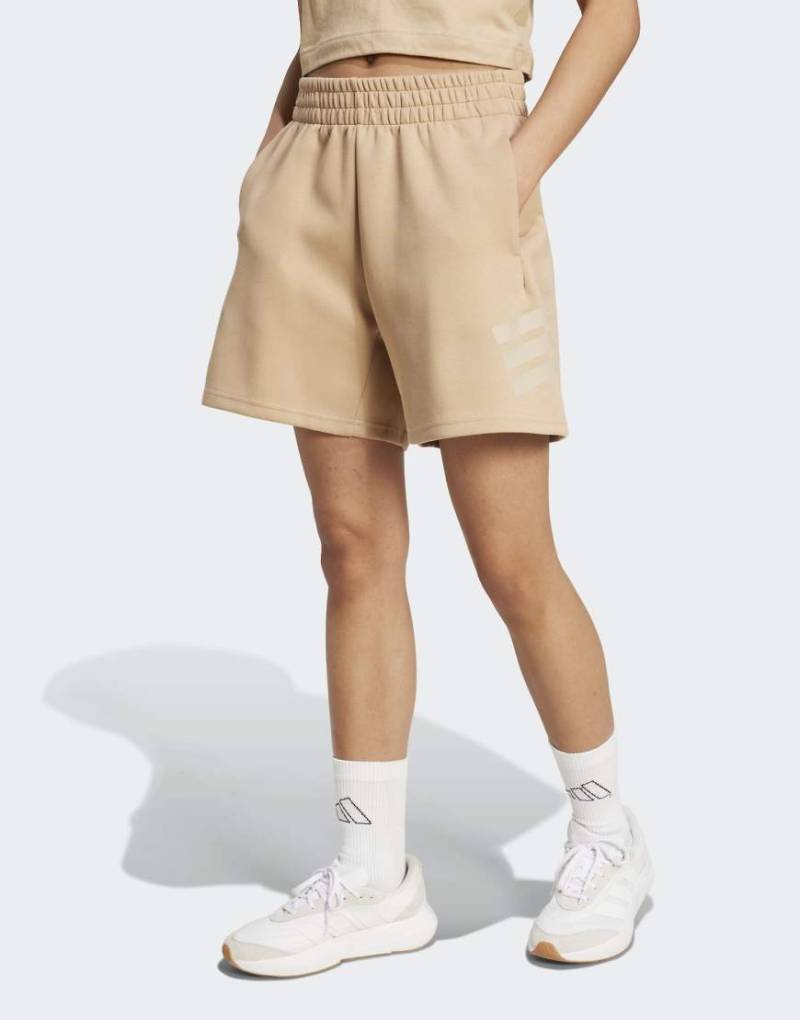 adidas Performance - Future Icons - Shorts in Warm Sandstone mit den 3 Streifen-Brown von adidas performance