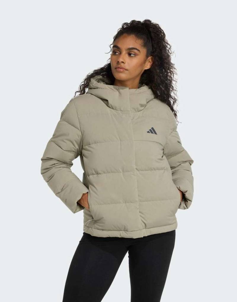 adidas Performance - Helionic Climawarm - Daunenjacke in Silver Pebble mit Kapuze-Silber von adidas performance