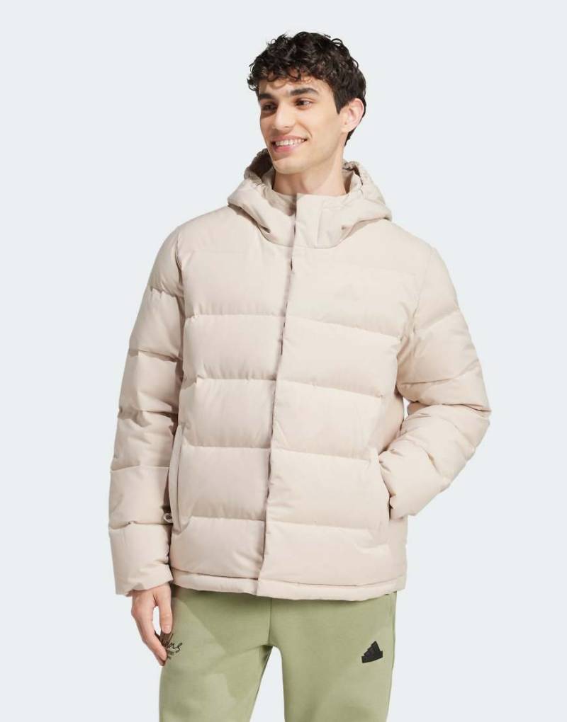 adidas Performance - Helionic - Daunenjacke in Beige mit Kapuze-Neutral von adidas performance