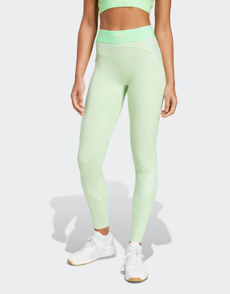 adidas Performance - Hyperglam - Gerippte Leggings in Semi Green Spark / Lime Burst-Grün adidas Performance - Hyperglam - Gerippte Leggings in Semi Green Spark / Lime Burst-Grün von adidas performance