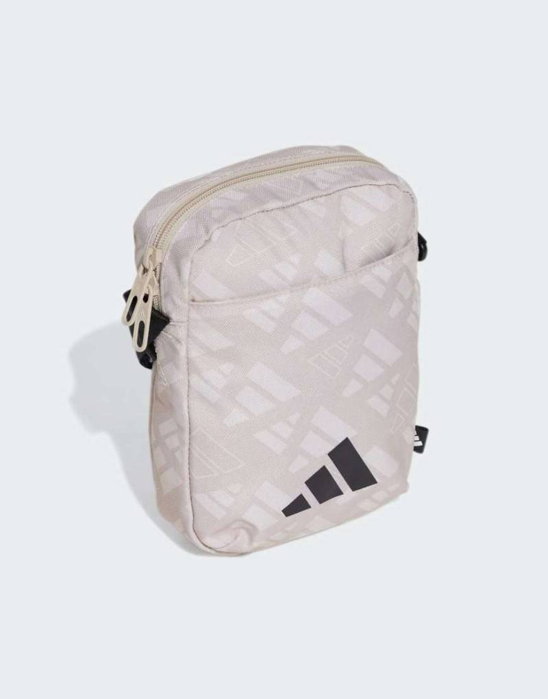 adidas Performance - Linear - Gemusterte Organizer-Tasche in Beige, Orbit Grey und Schwarz-Neutral von adidas performance
