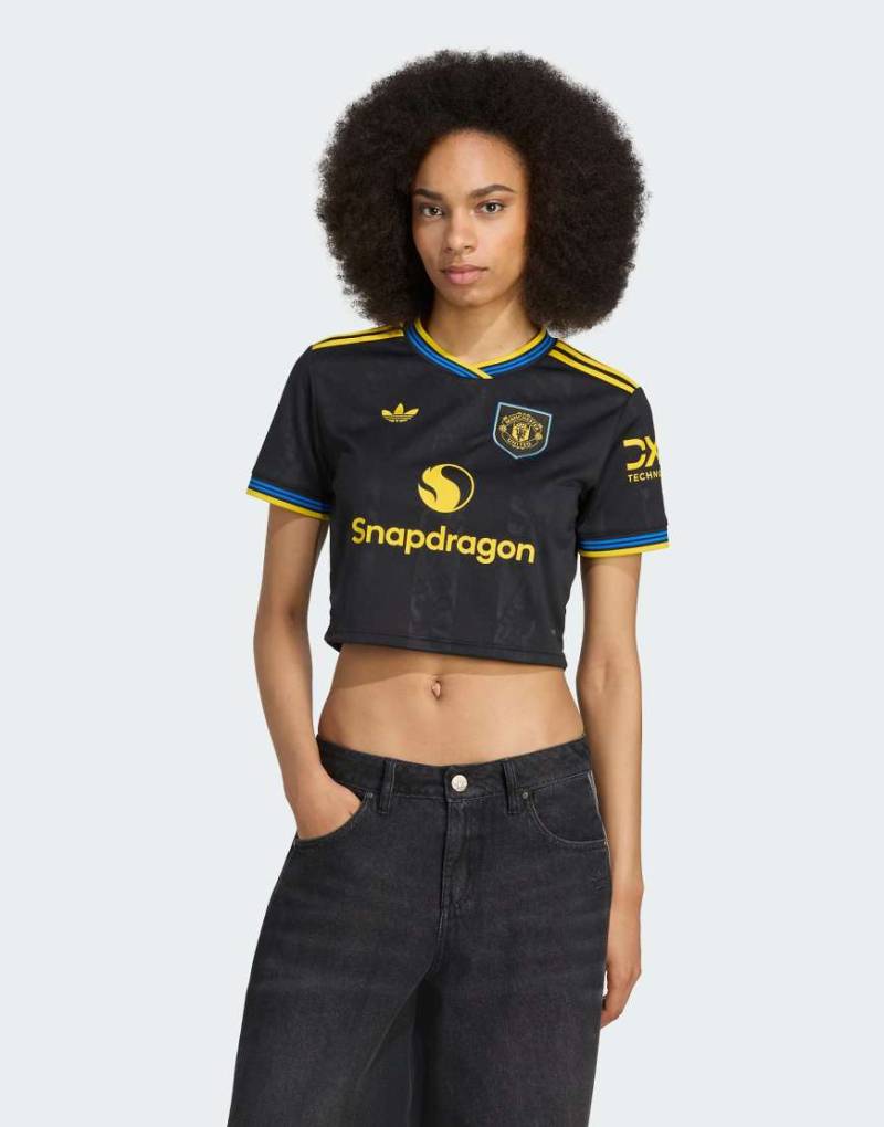 adidas Performance - Manchester United 25/26 - Ausweichtrikot in Schwarz mit Cropped-Schnitt von adidas performance