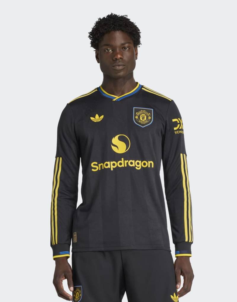 adidas Performance - Manchester United 25/26 Authentic - Langärmliges Ausweichtrikot in Schwarz von adidas performance