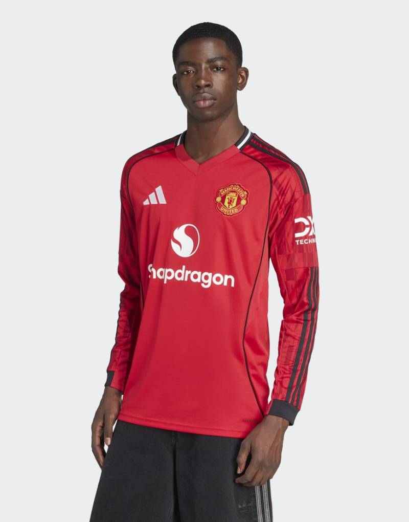adidas Performance - Manchester United 25/26 - Langärmliges Heimtrikot aus Jersey in Mufc-Rot von adidas performance