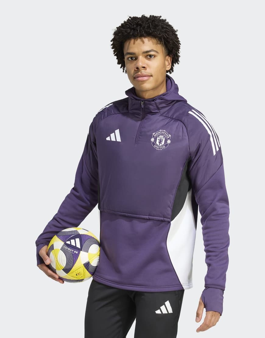 adidas Performance - Manchester United Tiro 25 Competition Winterized - Trainingsoberteil in Aurora Plum / Weiß / Schwarz-Lila von adidas performance