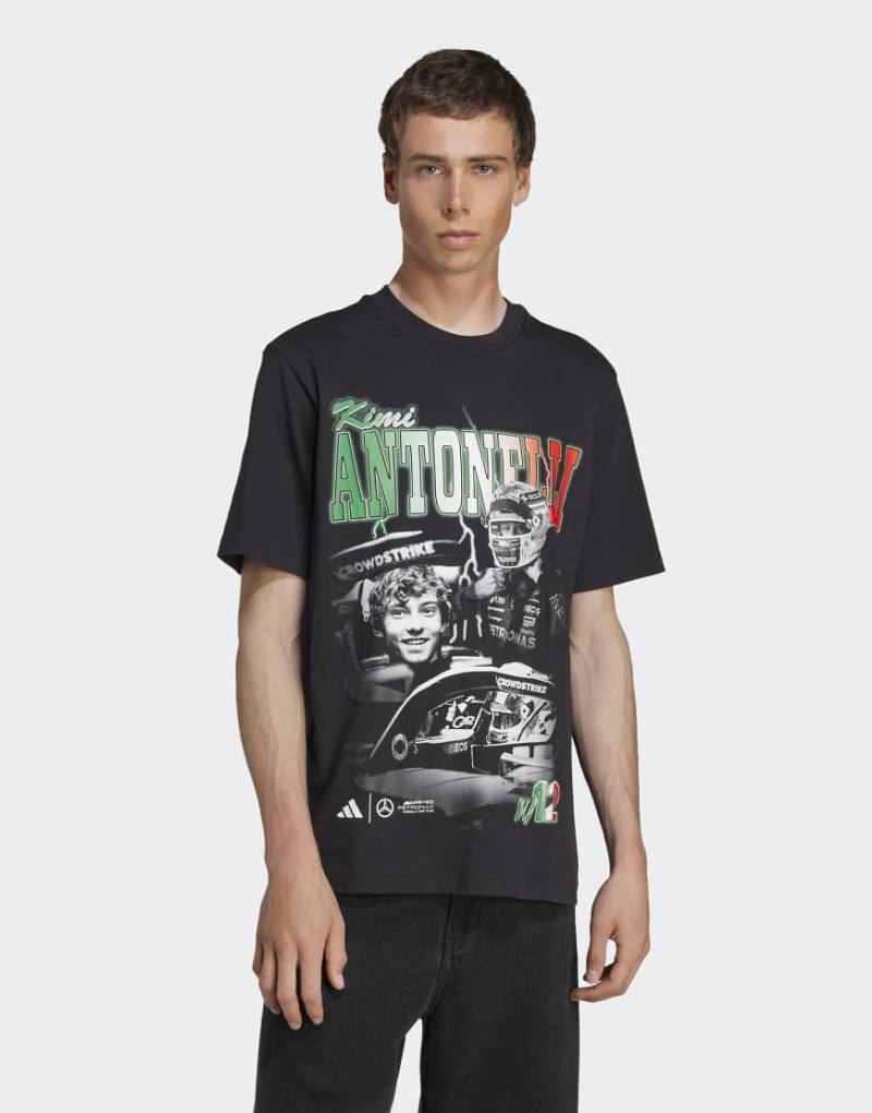 adidas Performance - Mercedes-AMG Petronas Formel 1 One Team Kimi Antonelli - T-Shirt in Schwarz mit Grafik von adidas performance