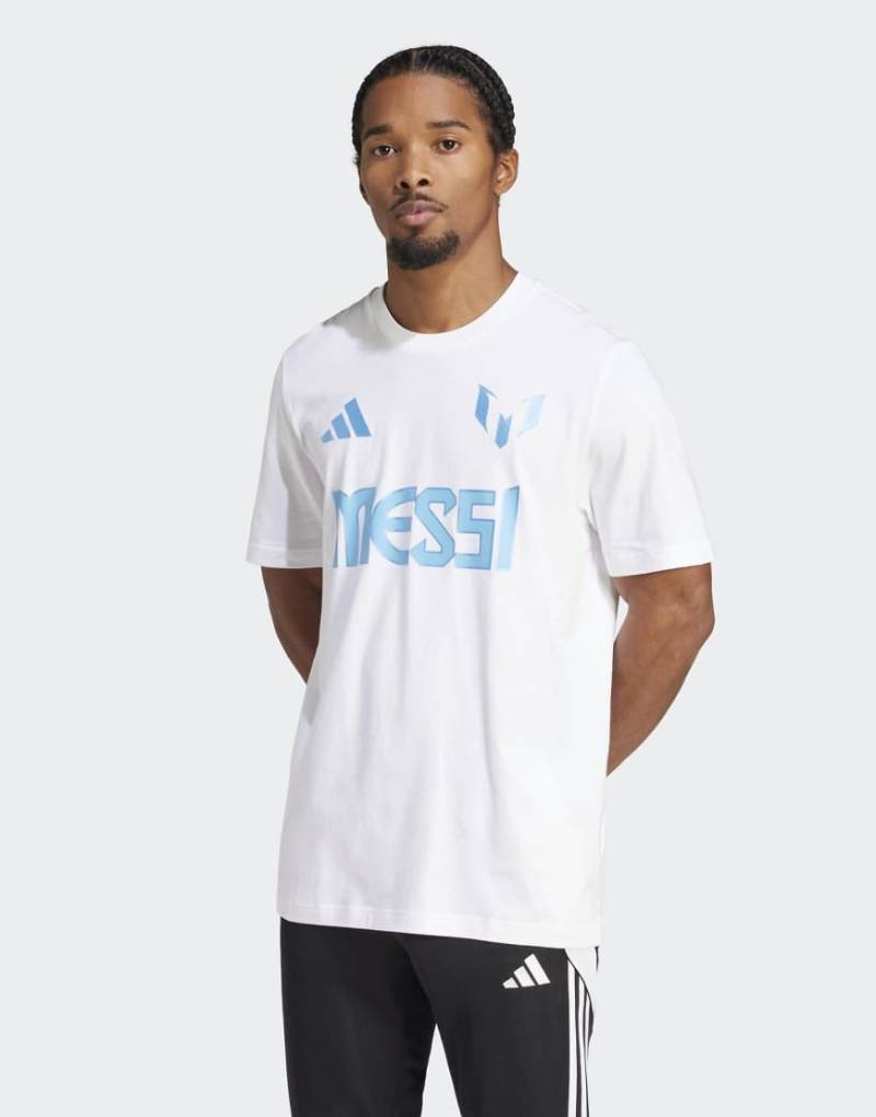 adidas Performance - Messi - T-Shirt in Weiß mit Namens- und Nummern-Grafik von adidas performance