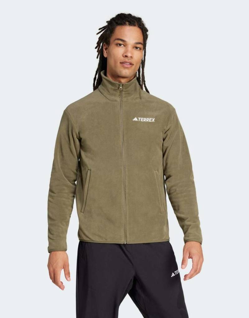 adidas Performance - Multi Essentials - Fleece-Jacke in Olive Strata mit durchgehendem Reißverschluss-Grün adidas Performance - Multi Essentials - Fleece-Jacke in Olive Strata mit durchgehendem Reißverschluss-Grün von adidas performance