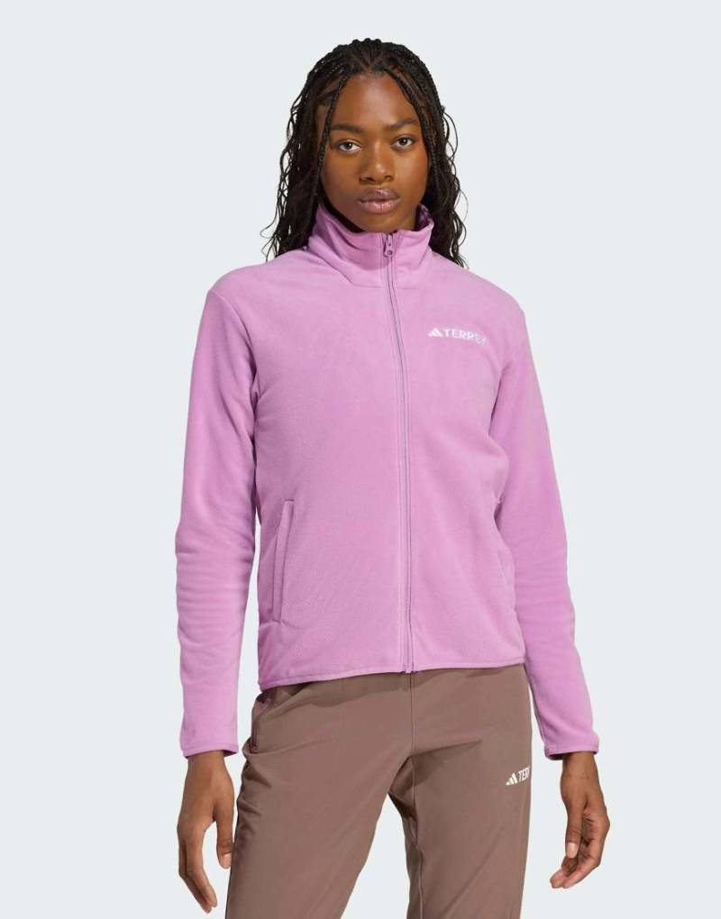 adidas Performance - Multi Essentials - Fleece-Jacke in Preloved-Lila mit durchgehendem Reißverschluss von adidas performance