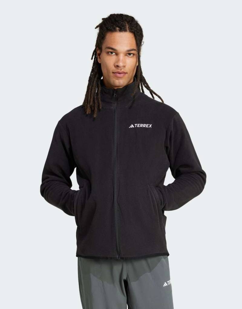 adidas Performance - Multi Essentials - Fleece-Jacke in Schwarz mit durchgehendem Reißverschluss von adidas performance