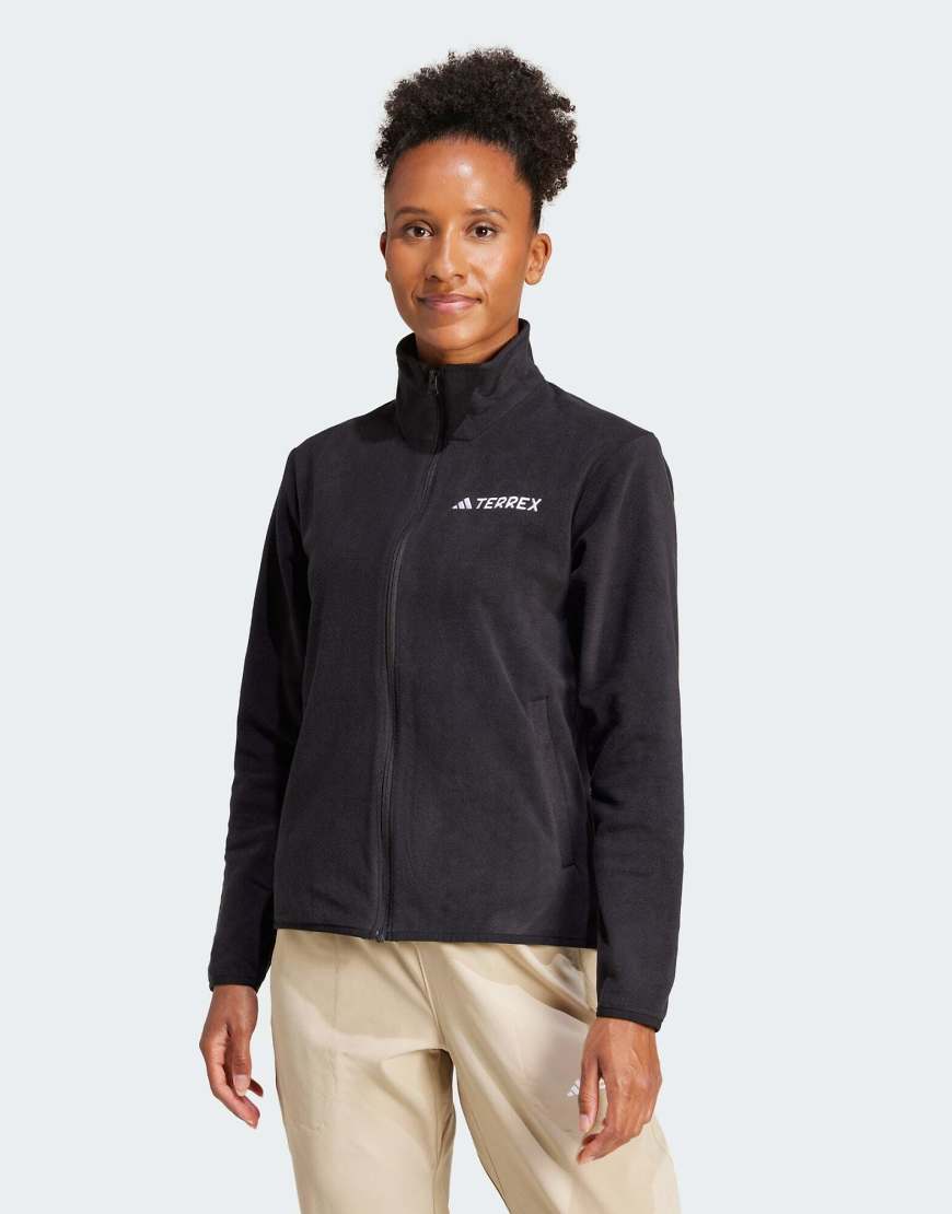 adidas Performance - Multi Essentials - Fleece-Jacke in Schwarz mit durchgehendem Reißverschluss von adidas performance