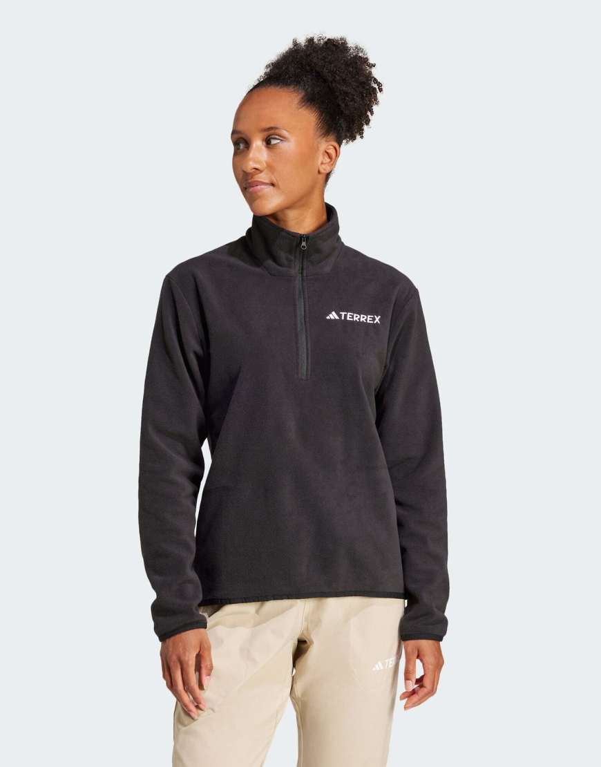 adidas Performance - Multi Essentials - Fleece-Jacke in Schwarz mit kurzem Reißverschluss von adidas performance