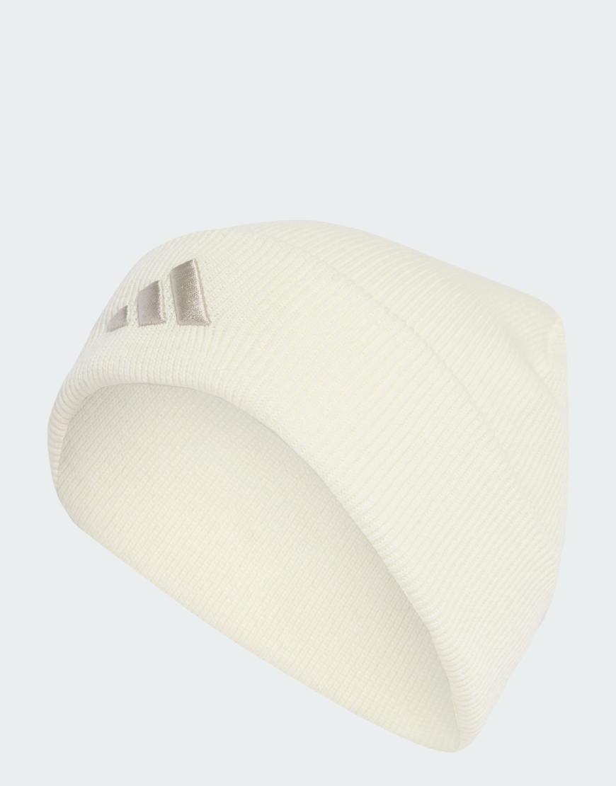 adidas Performance - New - Strickmütze in Cremeweiß/Beige mit Umschlag und Logo von adidas performance