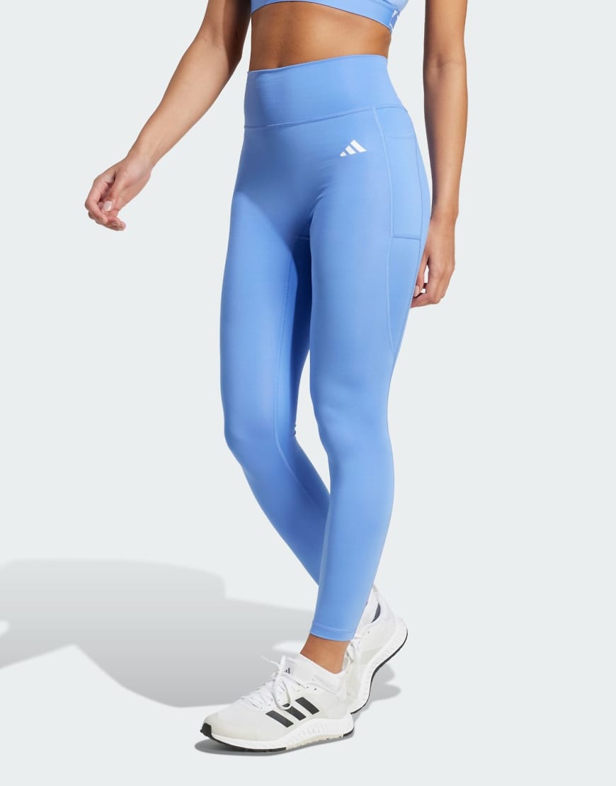 adidas Performance - Optime Essentials - Knöchellange Leggings ohne Naht vorne in Blue Fusion-Blau adidas Performance - Optime Essentials - Knöchellange Leggings ohne Naht vorne in Blue Fusion-Blau von adidas performance