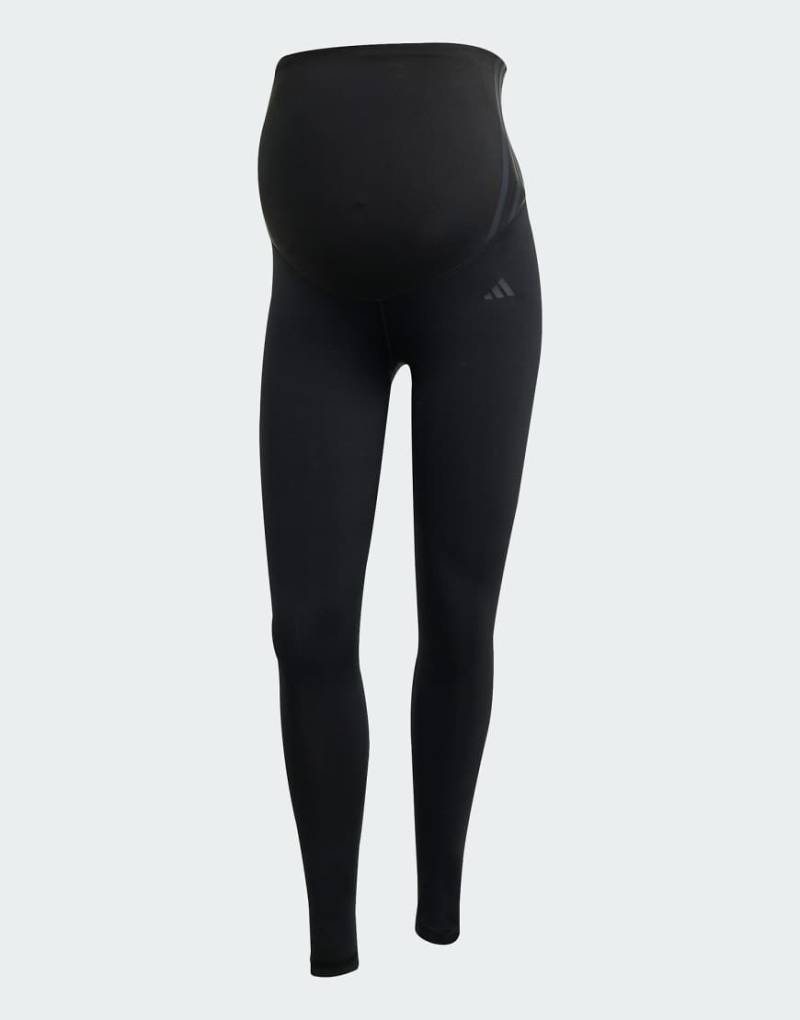 adidas Performance - Optime Essentials - Lange Umstandsleggings in Schwarz/Karbon von adidas performance