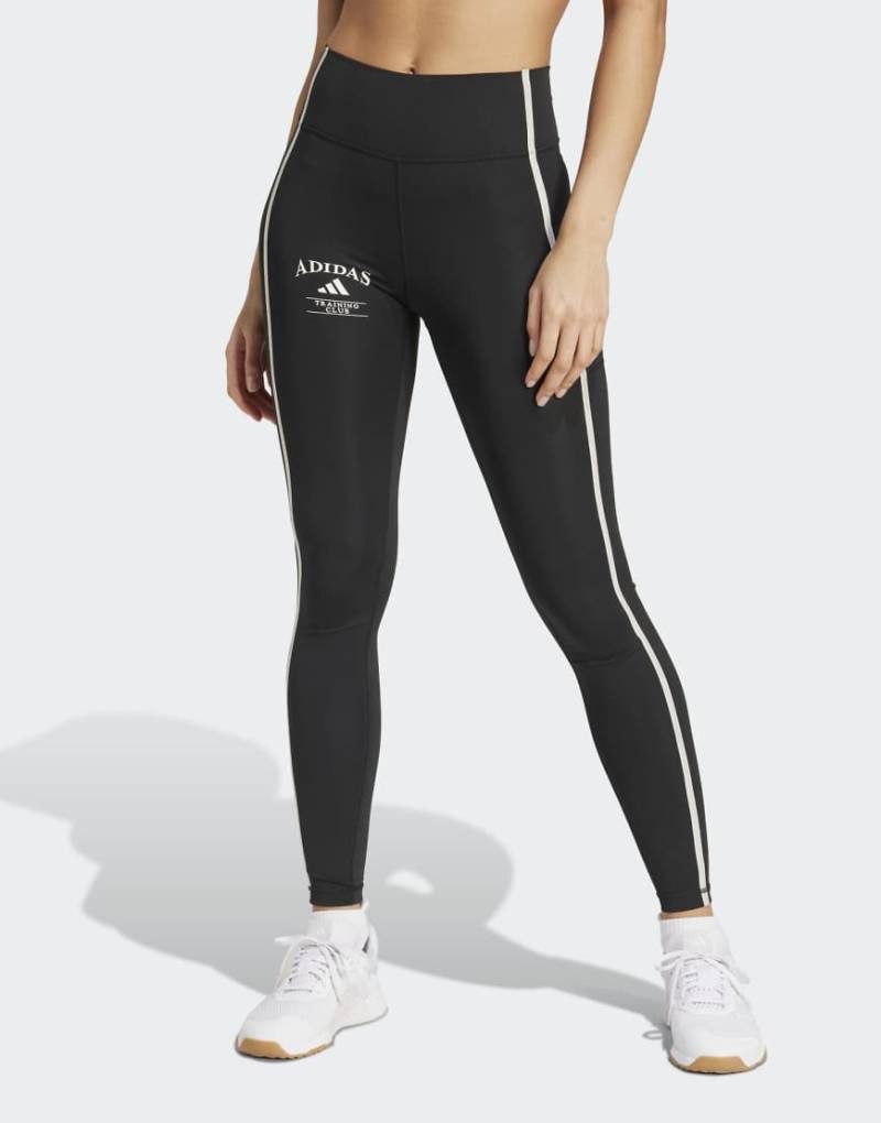 adidas Performance - Optime Heritage - Lange Leggings in Schwarz und Chalk White von adidas performance