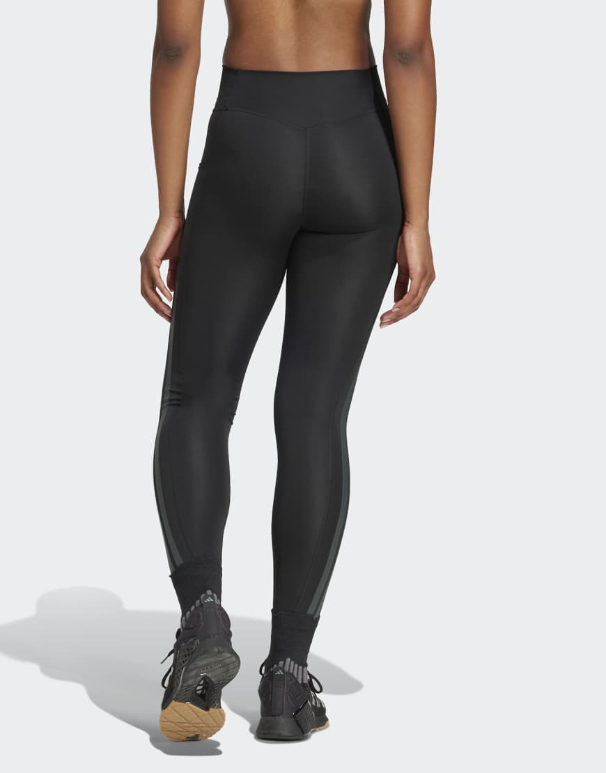 adidas Performance - Optime - Lange Leggings in Schwarz mit 3 Streifen von adidas performance