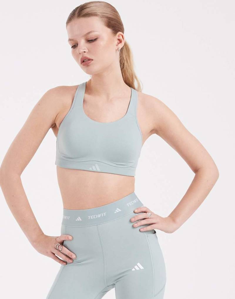 adidas Performance - Optime - Sport-BH in Wonder Sage mit hoher Stützfunktion-Grün von adidas performance