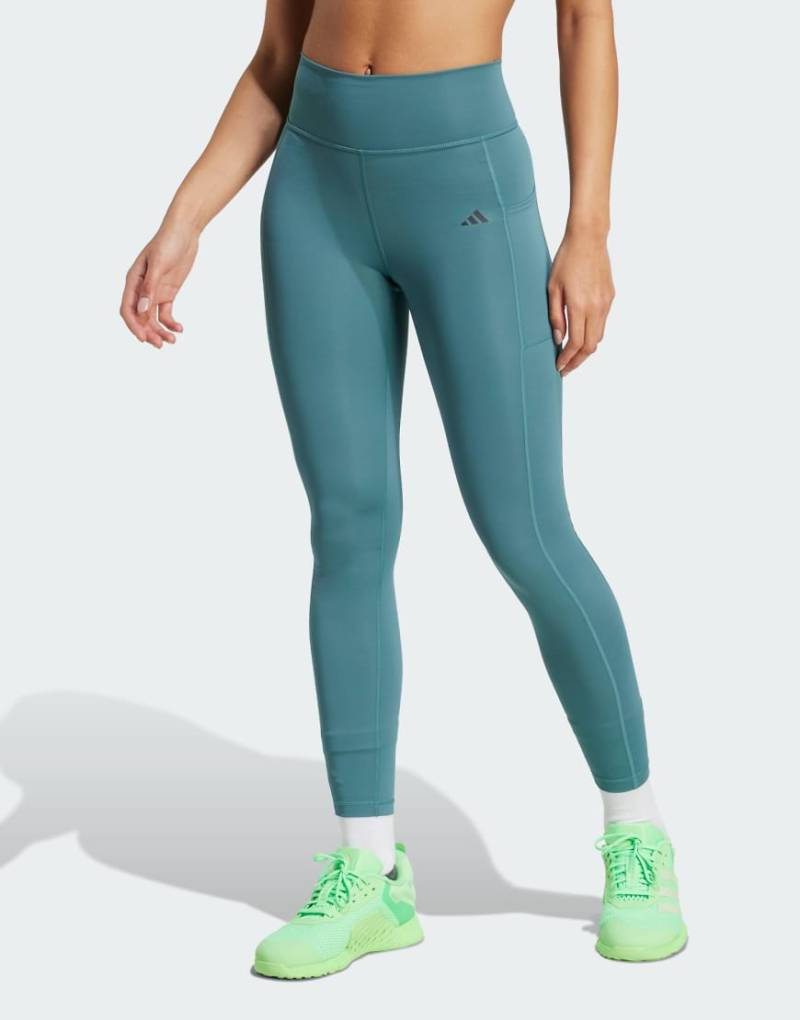 adidas Performance - Optime Stash - 7/8-Leggings in Preloved Teal-Blau von adidas performance