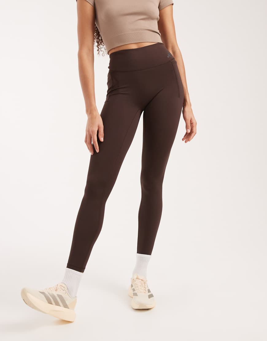 adidas Performance - Optime Workout - Lange Sportleggings in Aurora Coffee-Brown von adidas performance
