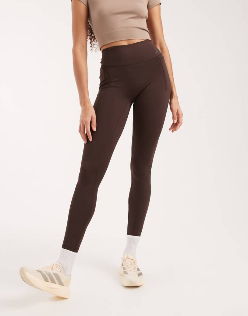 adidas Performance - Optime Workout - Lange Sportleggings in Aurora Coffee-Brown von adidas performance