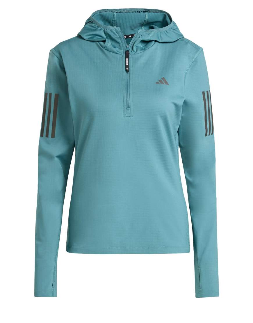 adidas Performance - Own the run Winterized - Jacke in Preloved Teal mit kurzem Reißverschluss-Blau von adidas performance