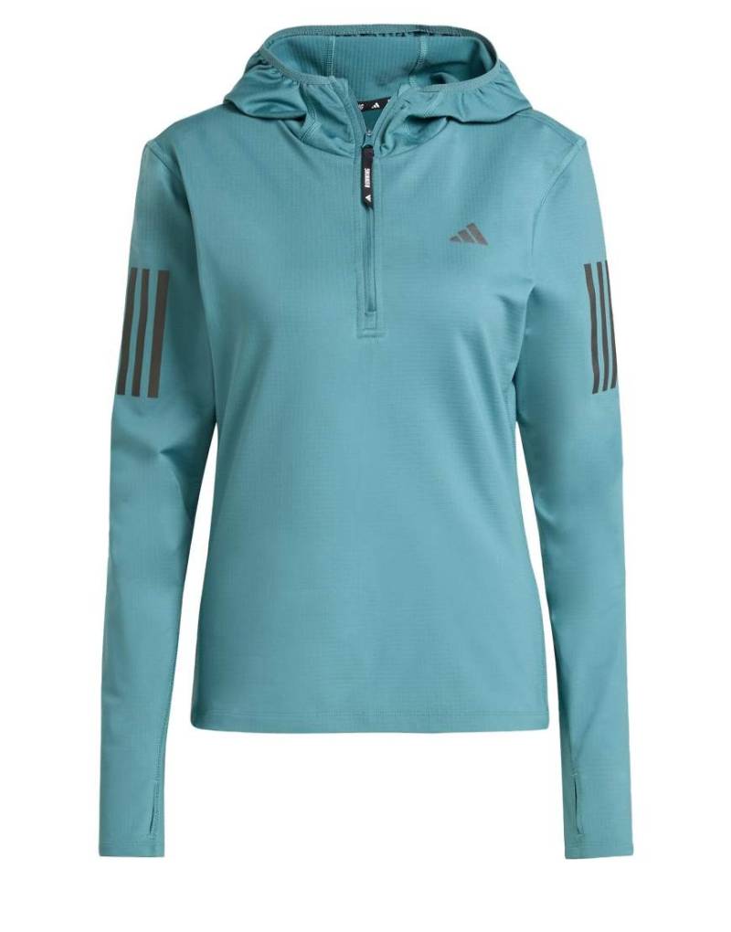 adidas Performance - Own the run Winterized - Jacke in Preloved Teal mit kurzem Reißverschluss-Blau von adidas performance