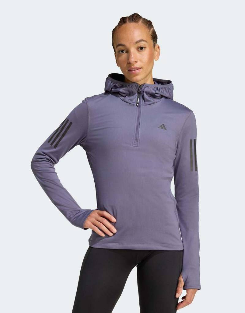adidas Performance - Own the run Winterized - Jacke in Preloved Violet mit kurzem Reißverschluss-Lila von adidas performance