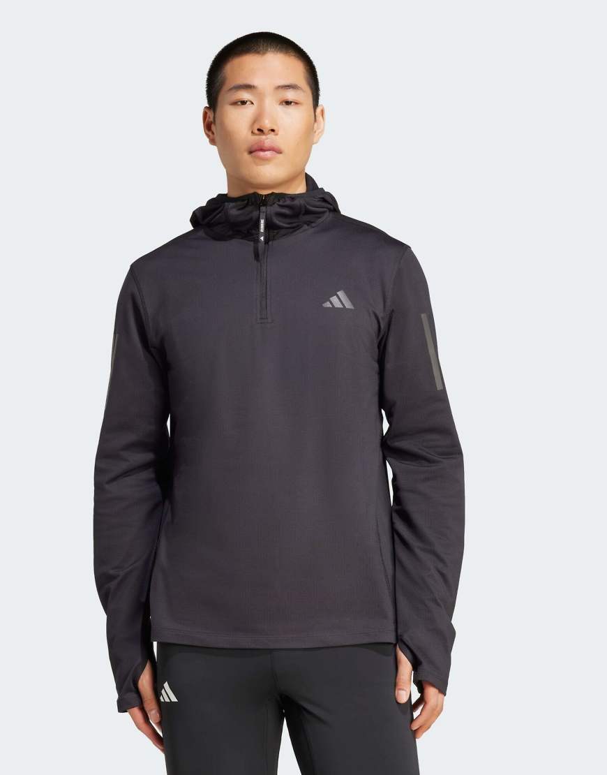 adidas Performance - Own the run Winterized - Jacke in Schwarz mit kurzem Reißverschluss von adidas performance