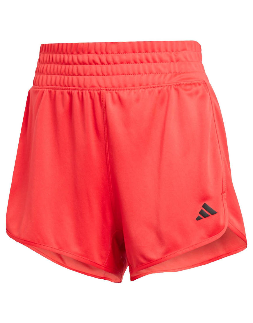 adidas Performance - Pacer - Essentials - Strickshorts in Pure Ruby / Schwarz mit hohem Bund-Rot von adidas performance