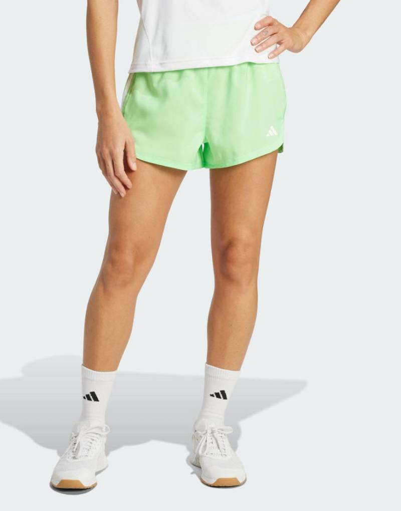 adidas Performance - Pacer - Trainingsshorts aus Webstoff in Lime Burst/Weiß mit hohem Bund und 3 Streifen-Grün von adidas performance