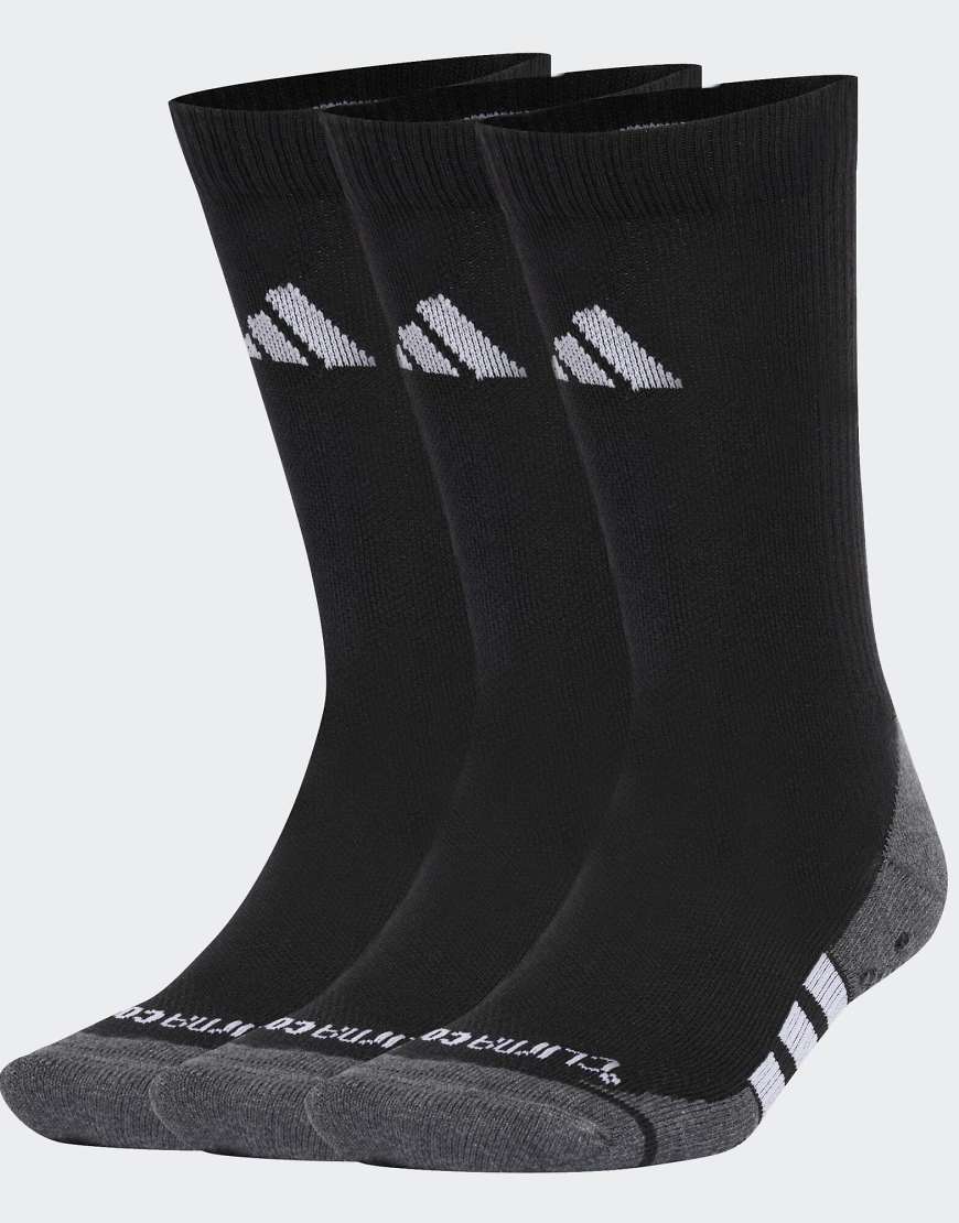 adidas Performance - Performance Grip Climacool - 3er-Pack gepolsterte Crew-Socken in Schwarz / Dunkelgrau meliert / Weiß von adidas performance