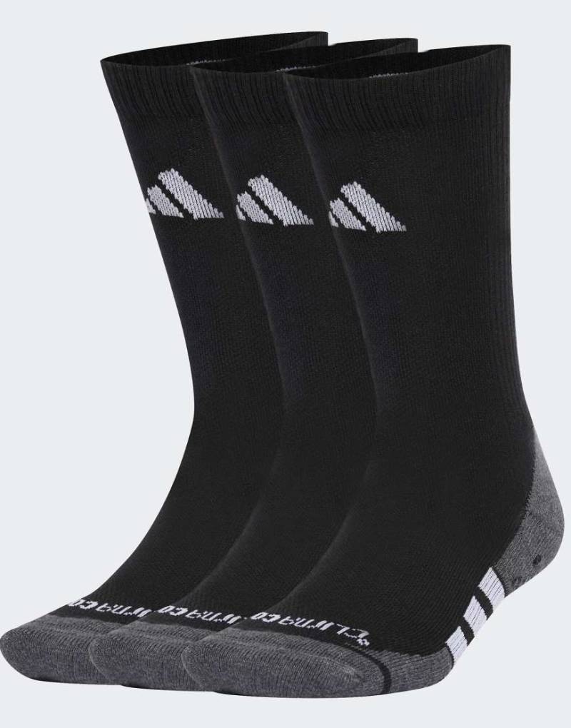 adidas Performance - Performance Grip Climacool - 3er-Pack gepolsterte Crew-Socken in Schwarz / Dunkelgrau meliert / Weiß von adidas performance