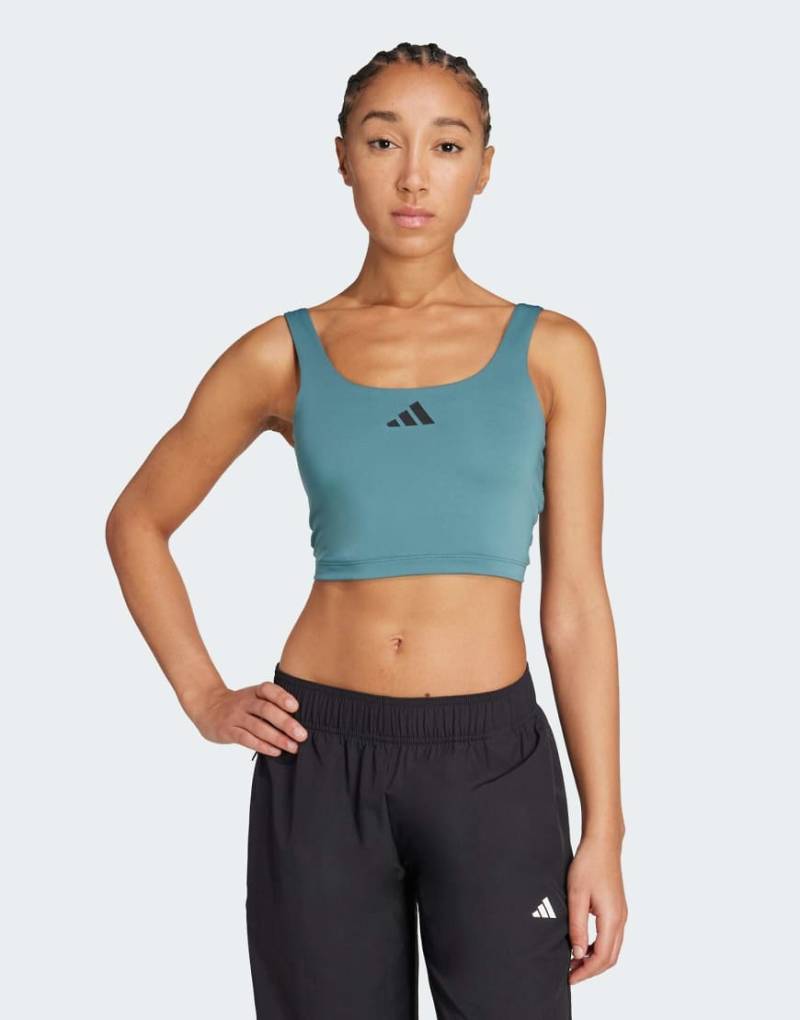 adidas Performance - Power - Tanktop-BH in Preloved Teal mit leichter Stützfunktion-Blau von adidas performance