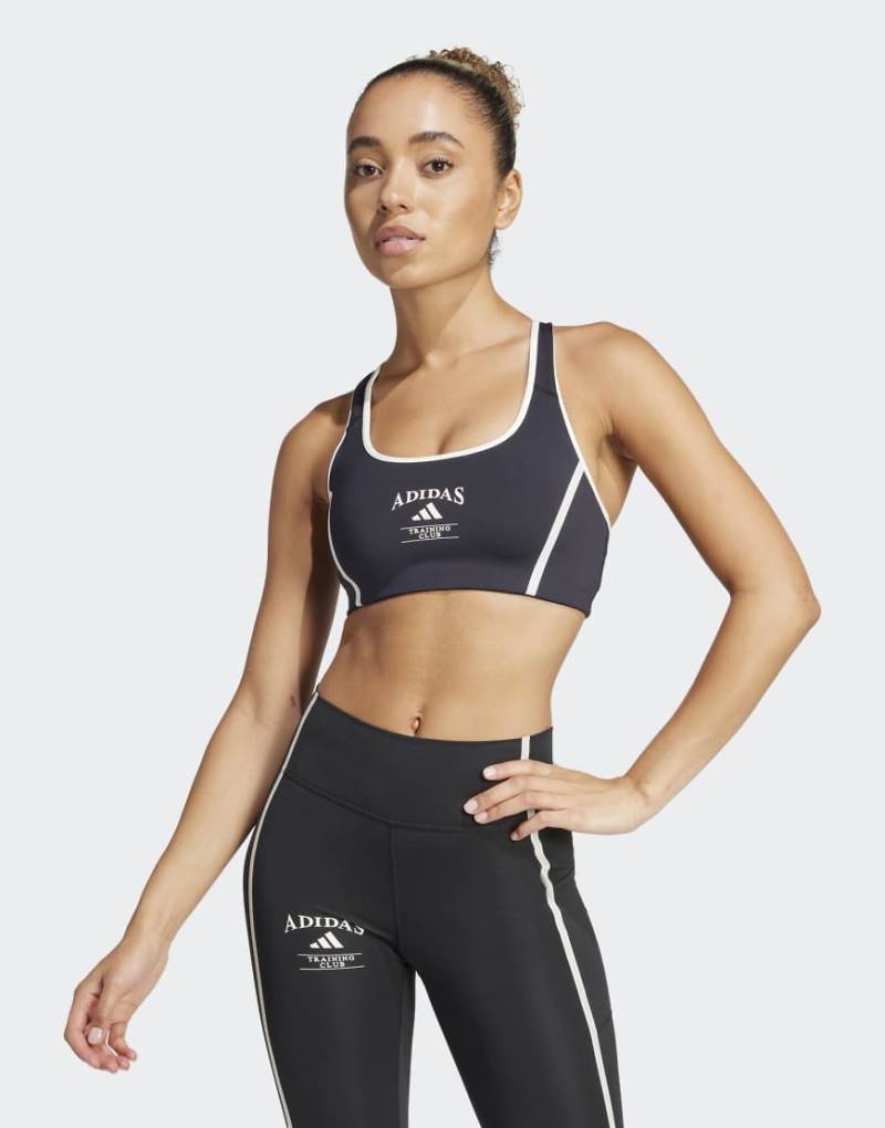 adidas Performance - Powerimpact - Retro-BH in Schwarz und Chalk White mit mittlerer Stützfunktion von adidas performance