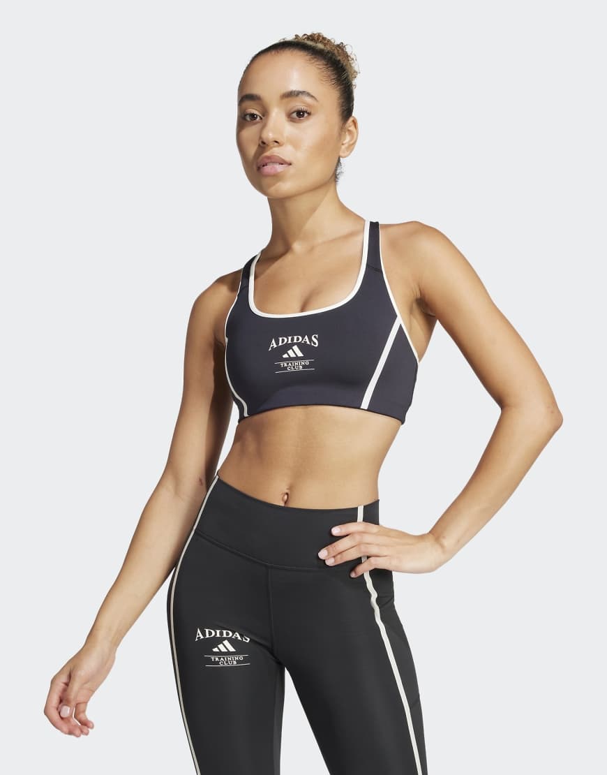 adidas Performance - Powerimpact - Retro-BH in Schwarz und Chalk White mit mittlerer Stützfunktion von adidas performance