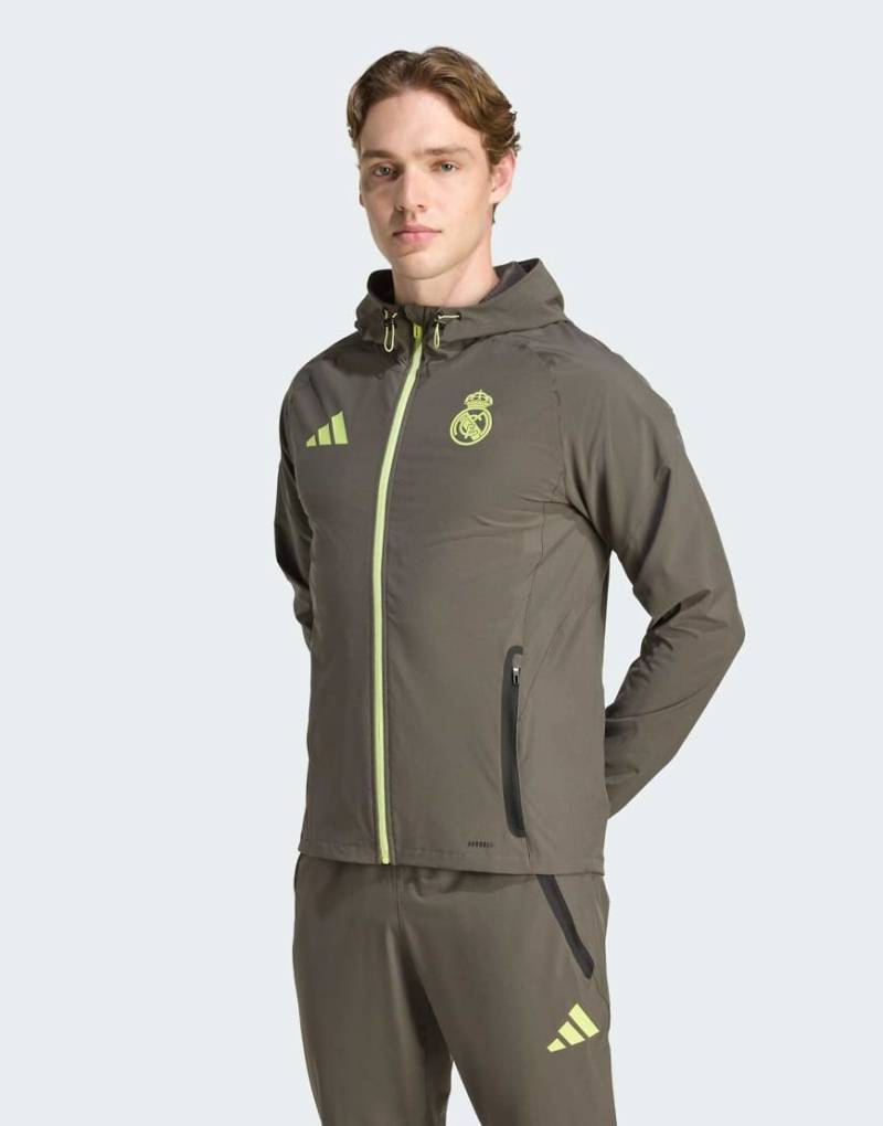 adidas Performance - Real Madrid Tiro 25 Competition Vis - Funktionale Auswärtsspiel-Trainingsjacke in Utility Grey / Semi Frozen-Grau von adidas performance