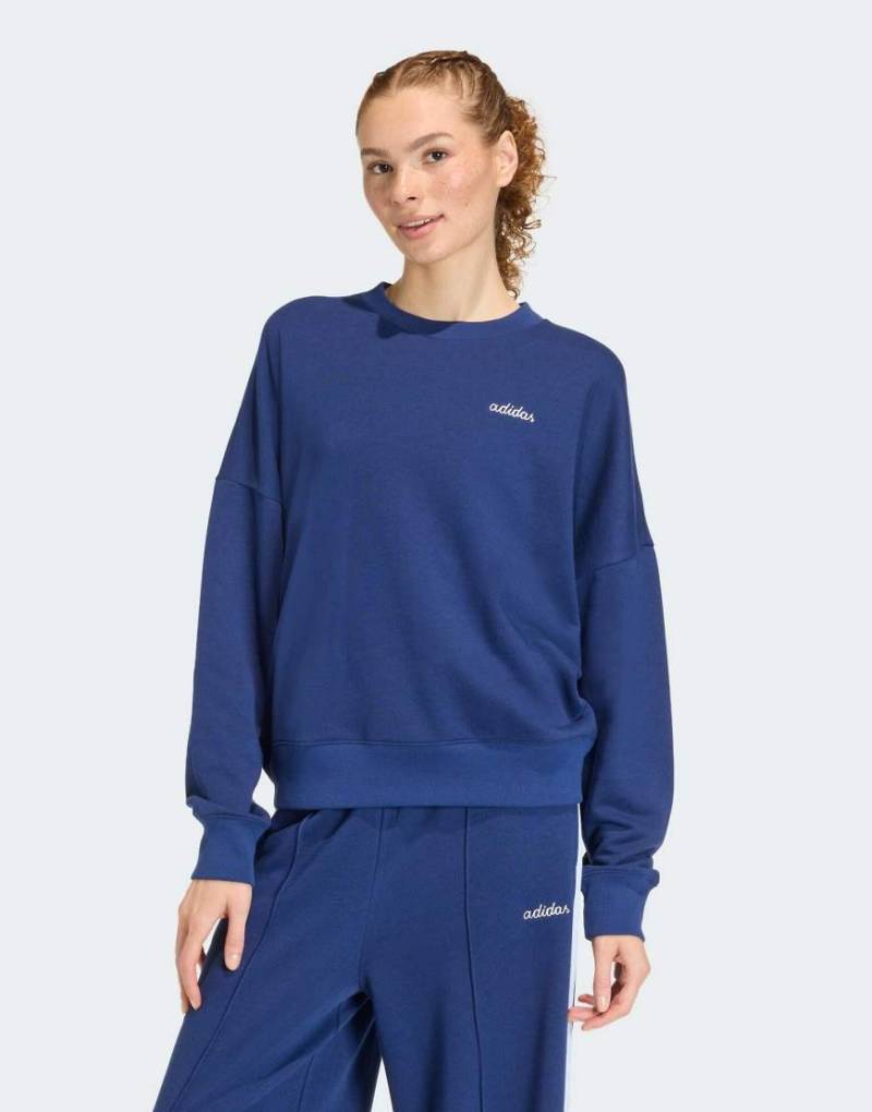 adidas Performance - Seasonal Essentials Colorpop - Sweatshirt in Dunkelblau/Weiß mit gesticktem Motiv von adidas performance
