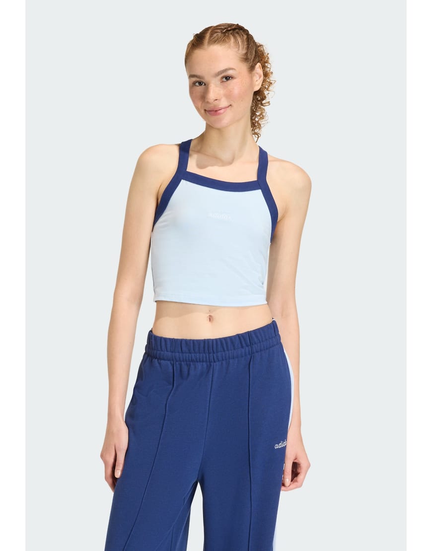 adidas Performance - Seasonal Essentials Colorpop - Tanktop in Crystal Sky/Weiß mit gesticktem Motiv-Blau von adidas performance