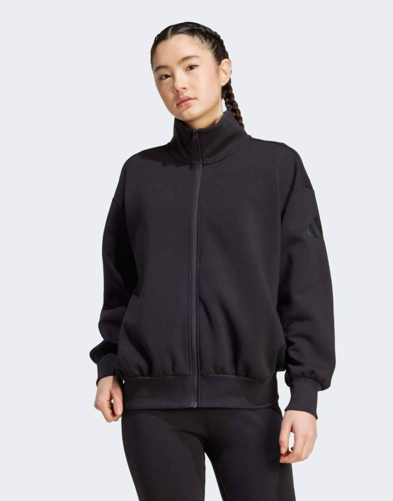 adidas Performance - Soft Lux - Loose-Fit-Oberteil in Schwarz mit durchgehendem Reißverschluss von adidas performance