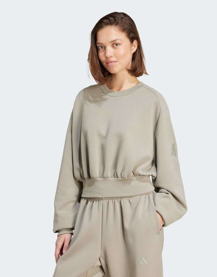 adidas Performance - Soft Lux - Loose-Fit-Sweatshirt in Silver Pebble-Silber von adidas performance
