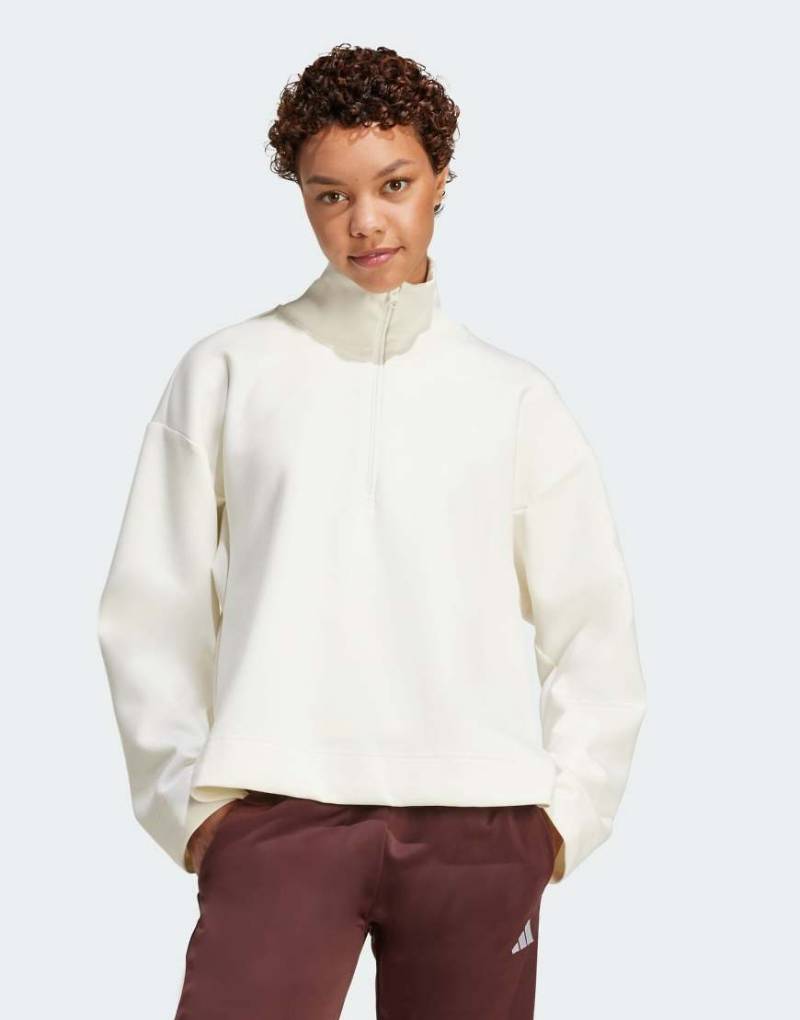 adidas Performance - Soft Lux - Oberteil in Wollweiß mit kurzem Reißverschluss von adidas performance